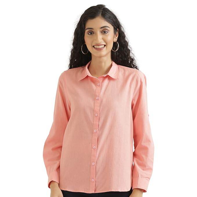 Women Stylish Casual Peach Shirt - MYLUXURY LANE ENTERPRISE